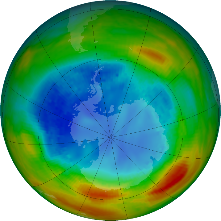 Antarctic ozone map for 20 August 1988